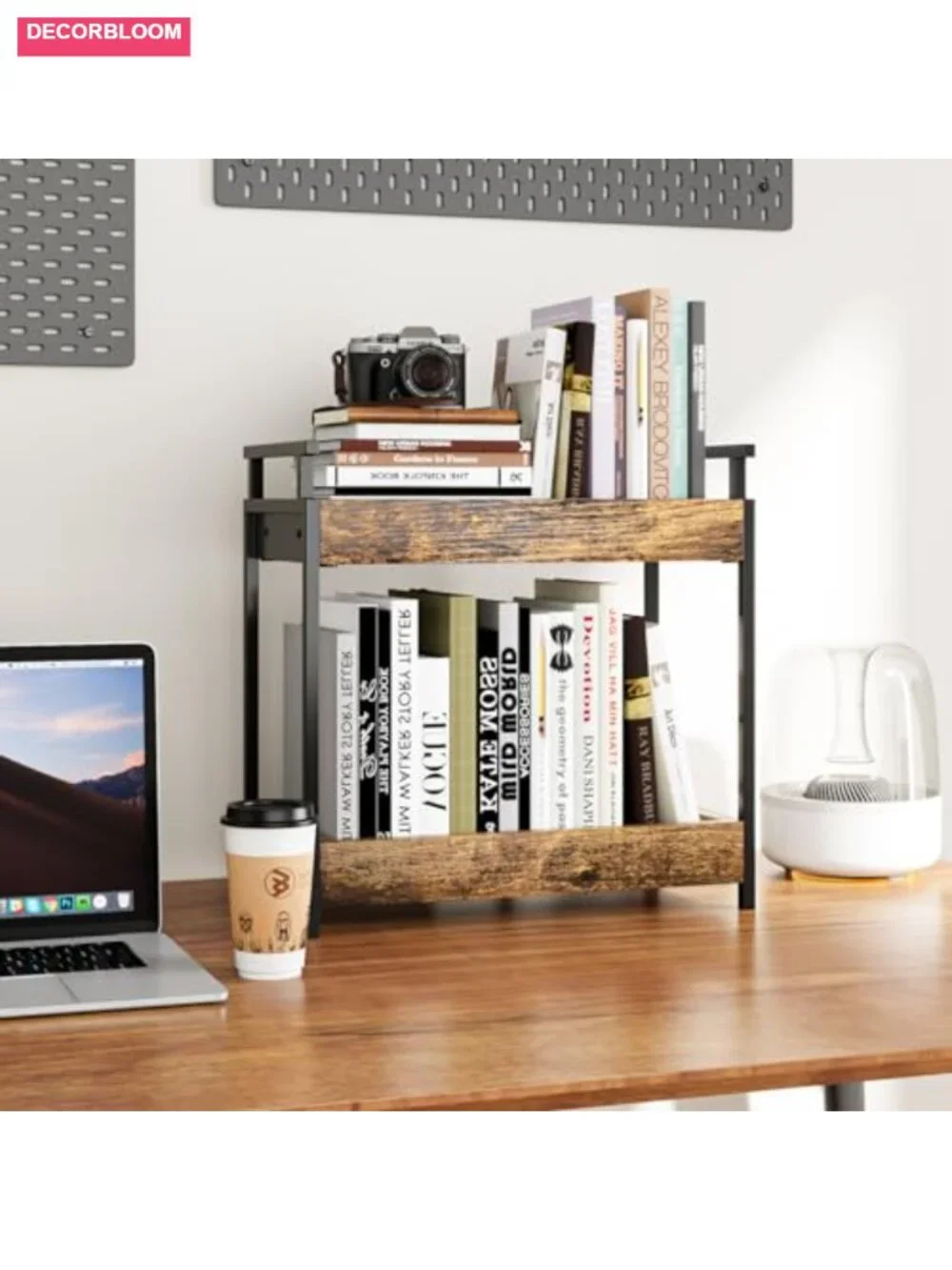 2 Tier Wooden Coffee Station Organizer Countertop Shelf